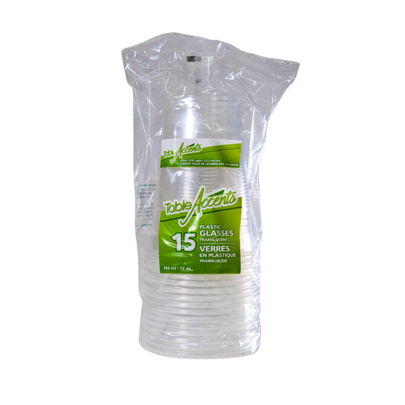 Table Clear Plastic Glass 15pack