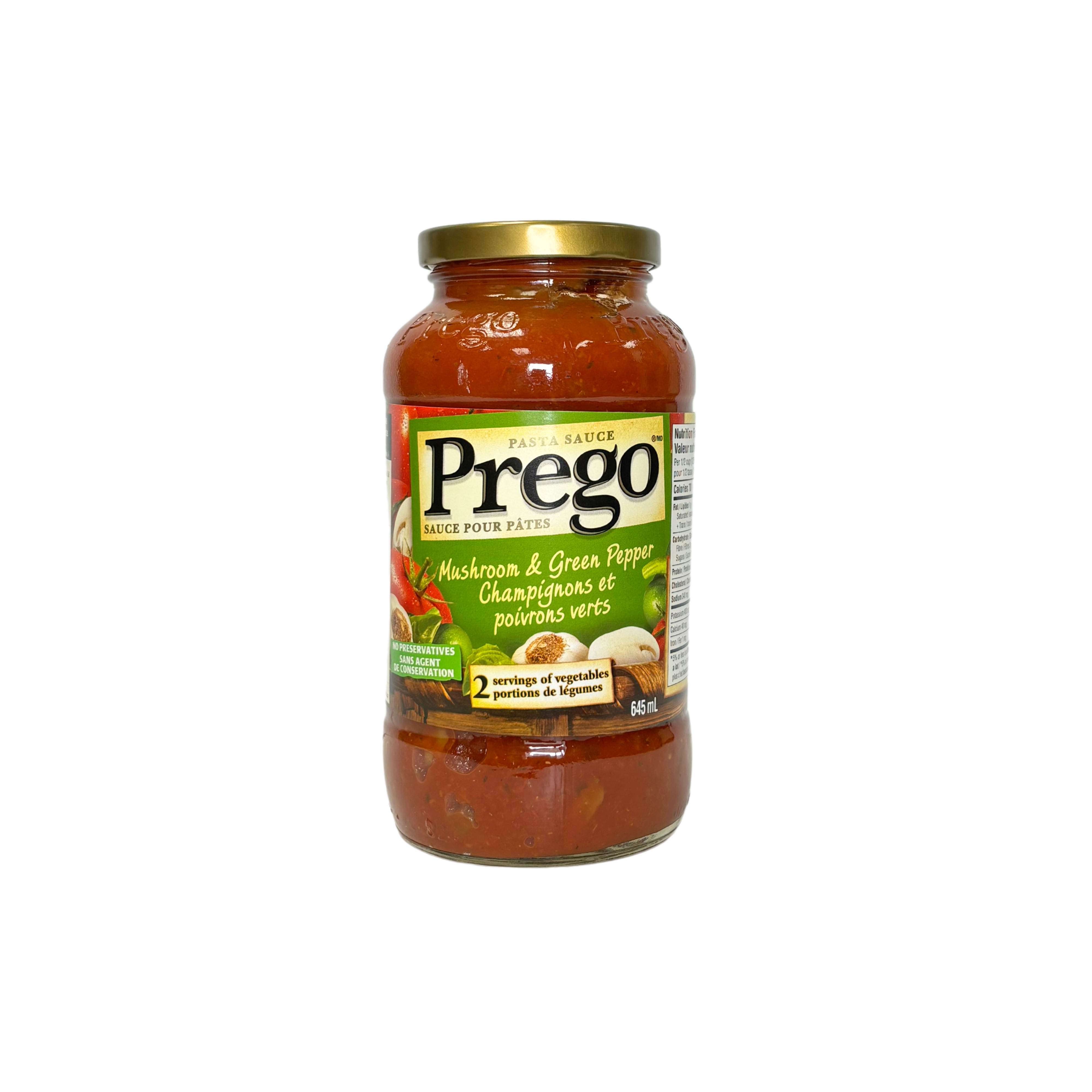 Prego Mushroom Green Pepper Pasta Sauce 645G