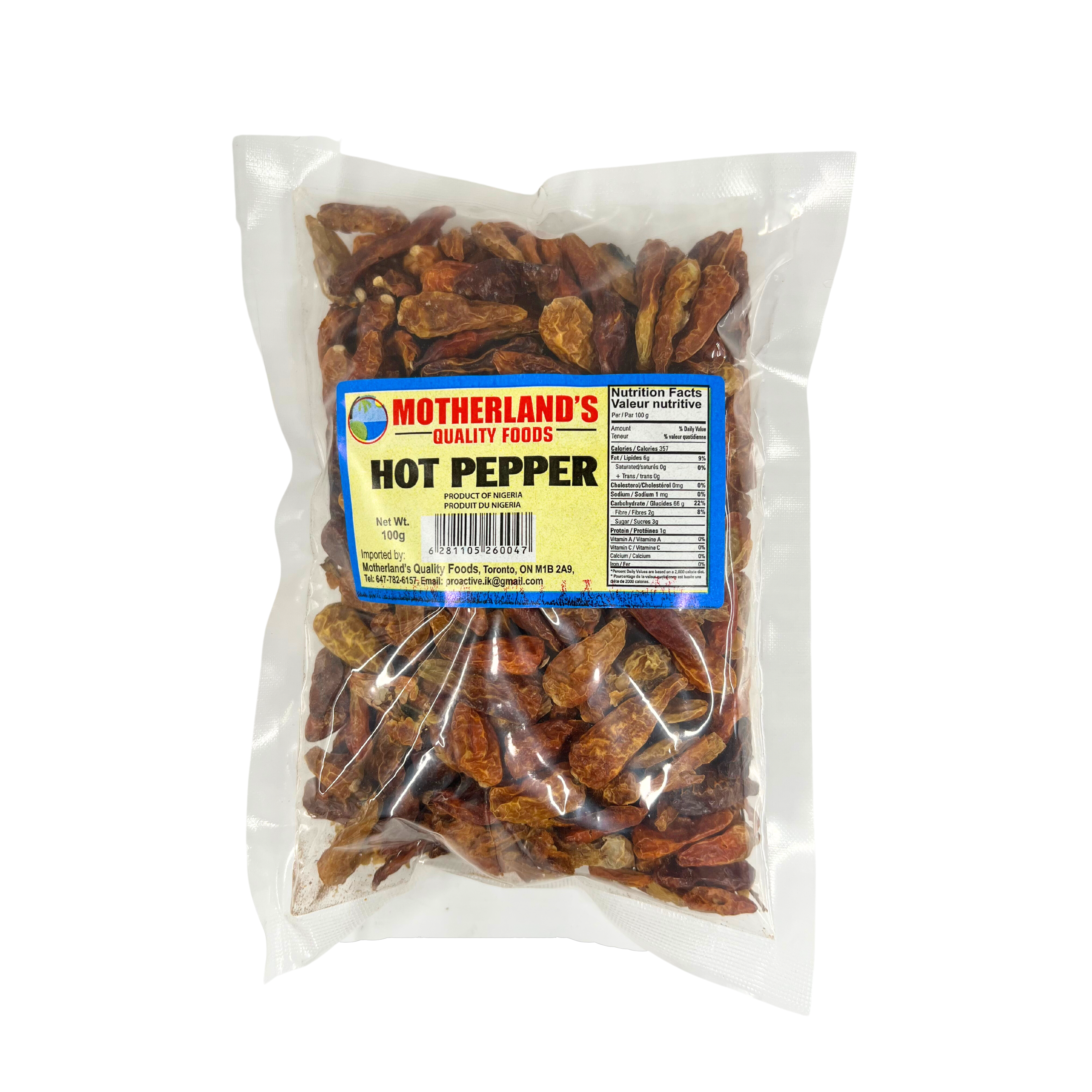 Motherland's Whole Hot pepper 100g