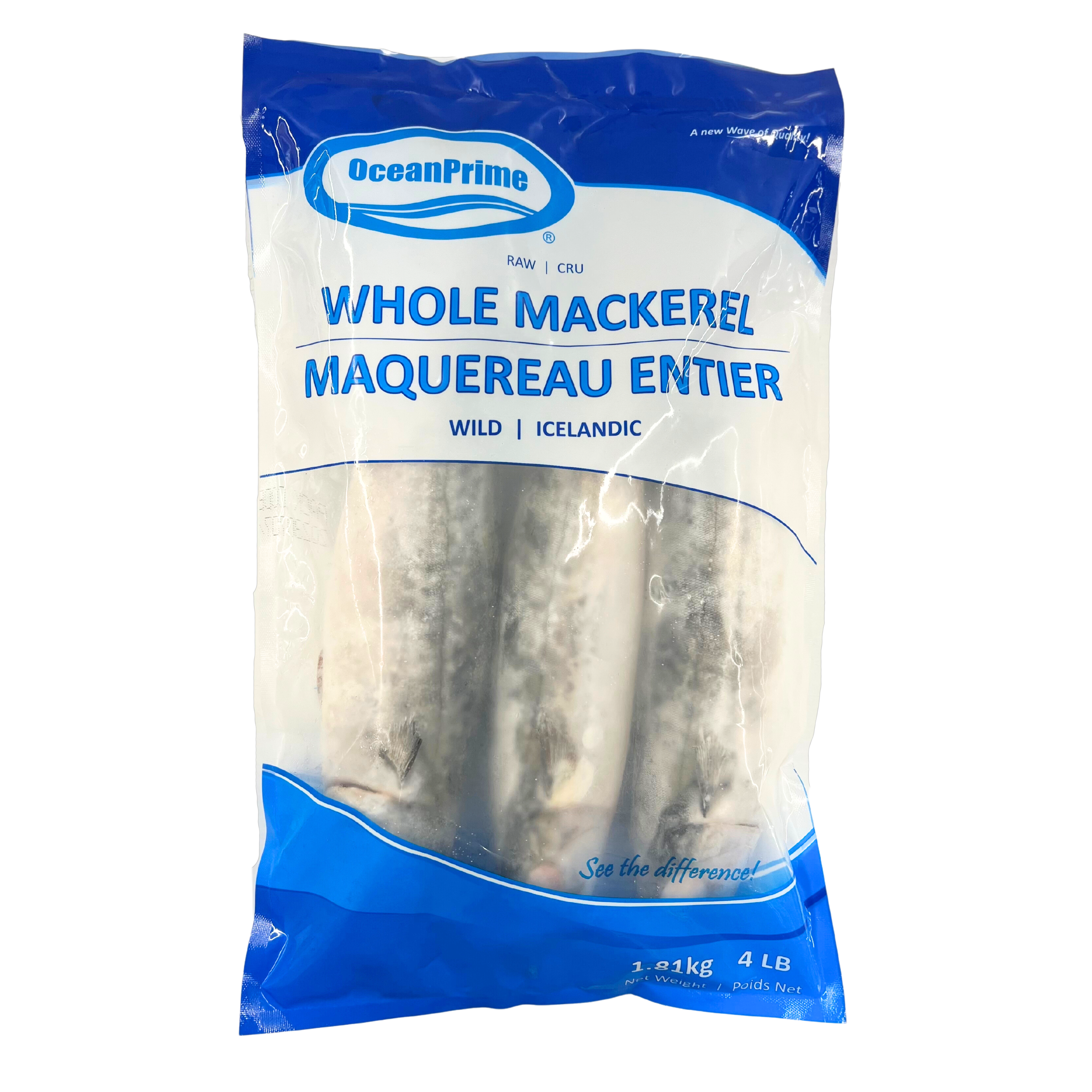 Ocean Prime Whole Mackerel IQF 4LB bag